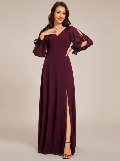 ever IVORY|Open Lantern Sleeve A-Line Bridesmaid Dress