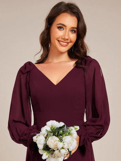 ever IVORY|Open Lantern Sleeve A-Line Mother of the Bride Dress