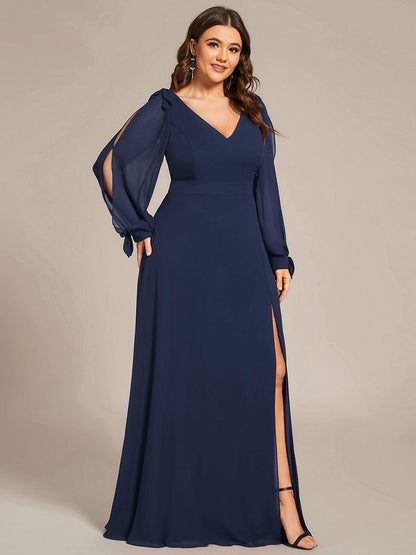 ever IVORY|Open Lantern Sleeve A-Line Bridesmaid Dress