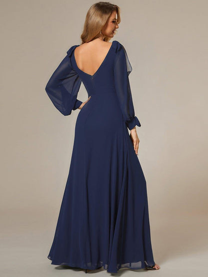 ever IVORY|Open Lantern Sleeve A-Line Mother of the Bride Dress