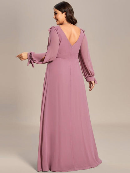 pretty IVORY|Plus Size Open Lantern Sleeve A-Line Bridesmaid Dress