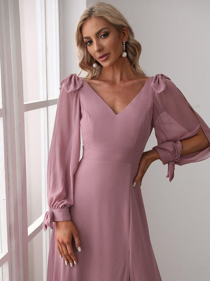ever IVORY|Open Lantern Sleeve A-Line Mother of the Bride Dress