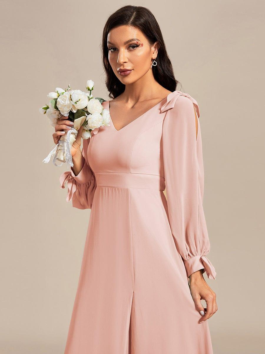 ever IVORY|Open Lantern Sleeve A-Line Bridesmaid Dress