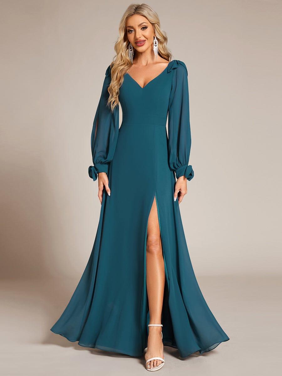 ever IVORY|Open Lantern Sleeve A-Line Bridesmaid Dress
