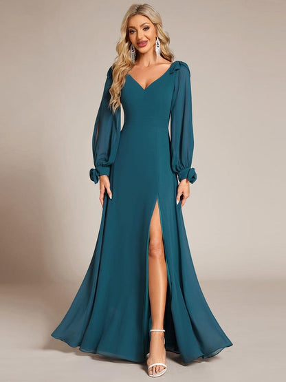 ever IVORY|Open Lantern Sleeve A-Line Mother of the Bride Dress
