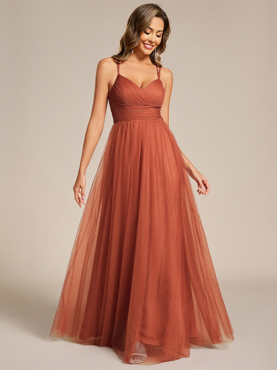 ever JAYCEE|Chic Lace Sheer Back and Cross Straps V-Neck Sleeveless Bridesmaid Dress