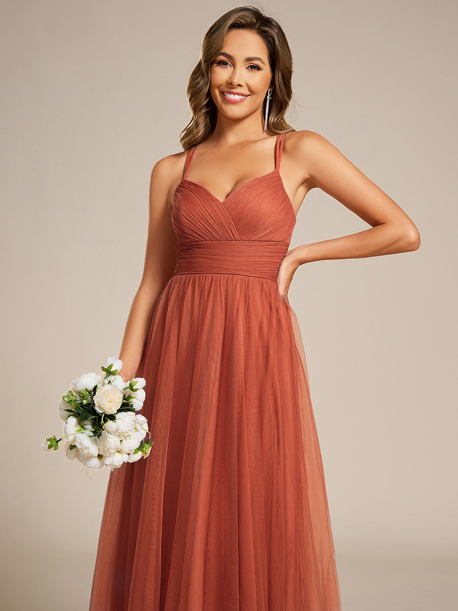 ever JAYCEE|Chic Lace Sheer Back and Cross Straps V-Neck Sleeveless Bridesmaid Dress