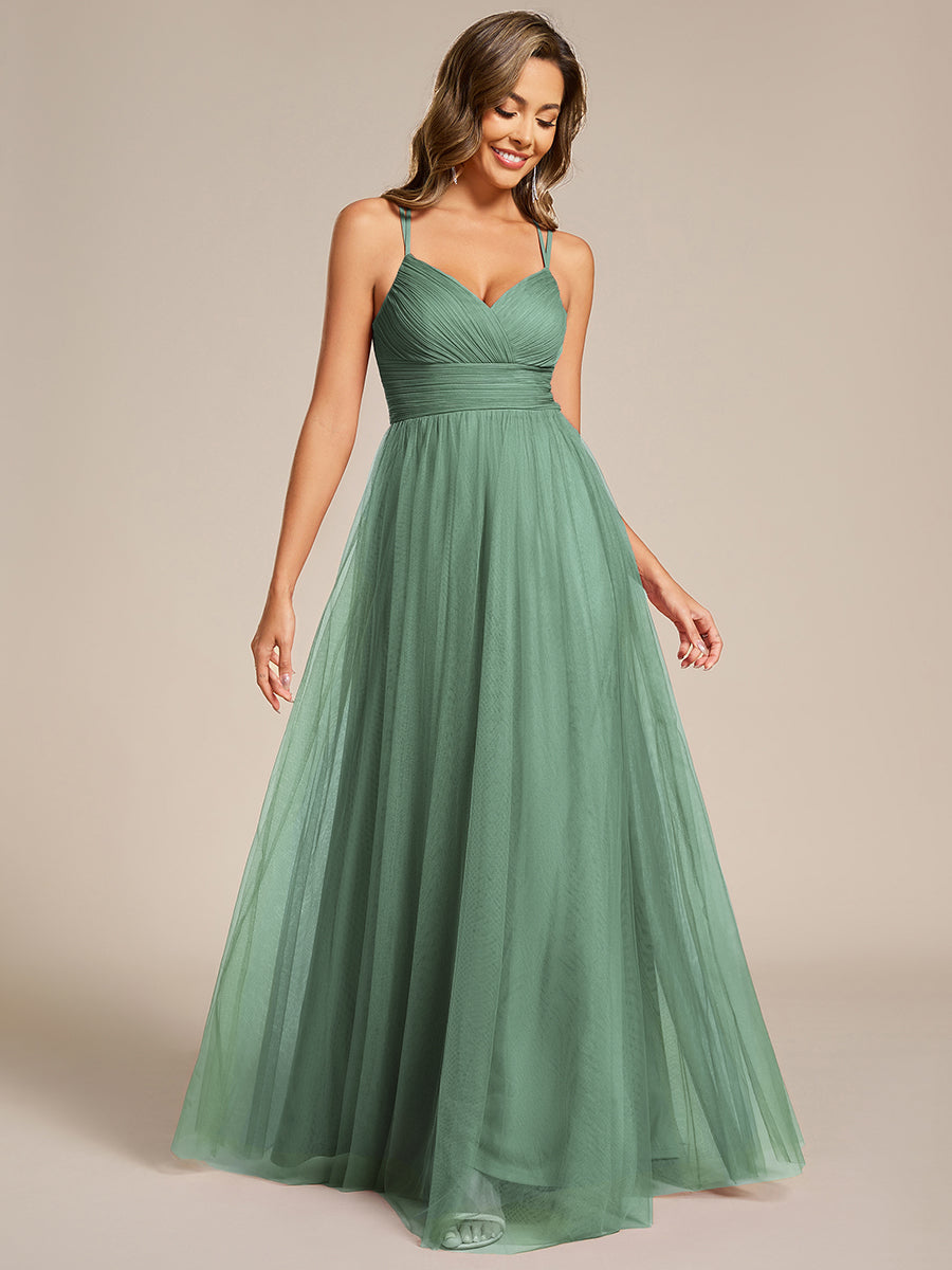 ever JAYCEE|Chic Lace Sheer Back and Cross Straps V-Neck Sleeveless Bridesmaid Dress