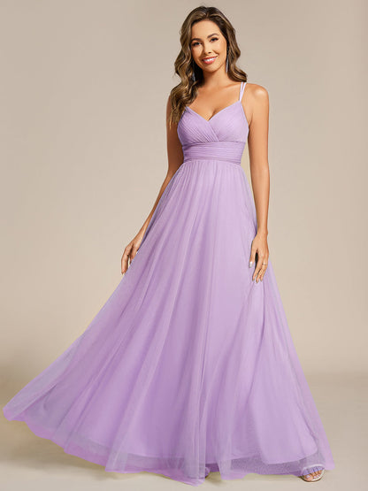 ever JAYCEE|Chic Lace Sheer Back and Cross Straps V-Neck Sleeveless Bridesmaid Dress