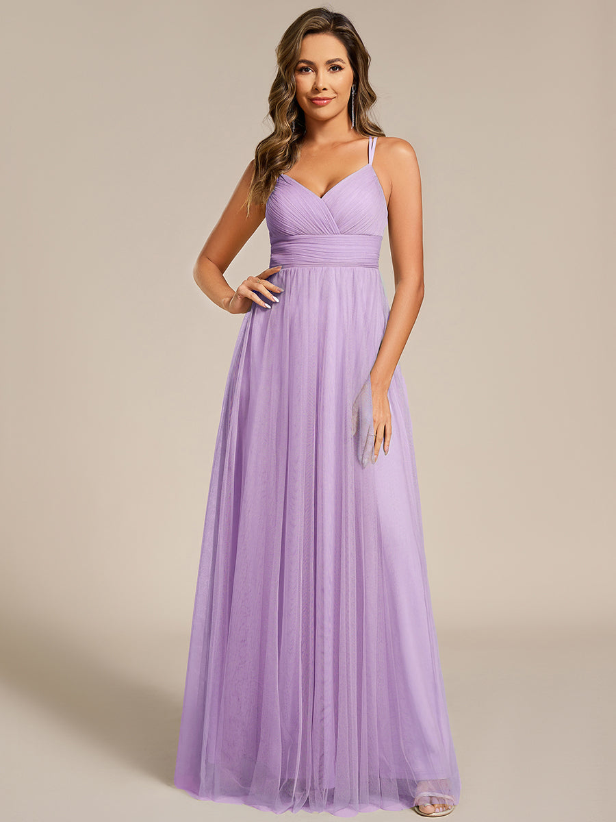 ever JAYCEE|Chic Lace Sheer Back and Cross Straps V-Neck Sleeveless Bridesmaid Dress
