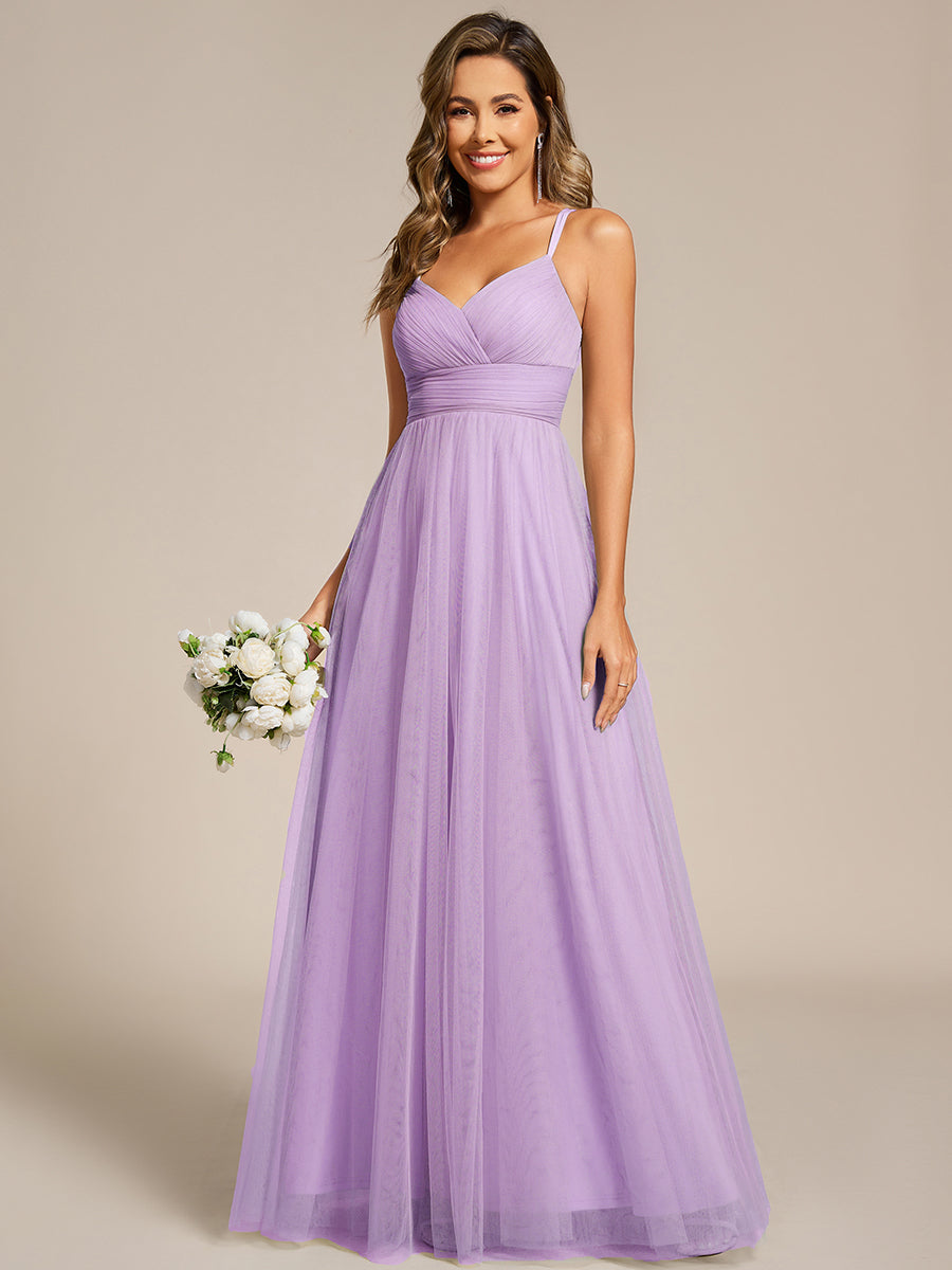 ever JAYCEE|Chic Lace Sheer Back and Cross Straps V-Neck Sleeveless Bridesmaid Dress