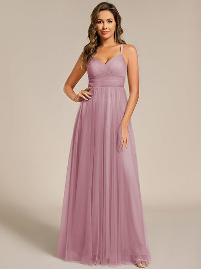 ever JAYCEE|Chic Lace Sheer Back and Cross Straps V-Neck Sleeveless Bridesmaid Dress