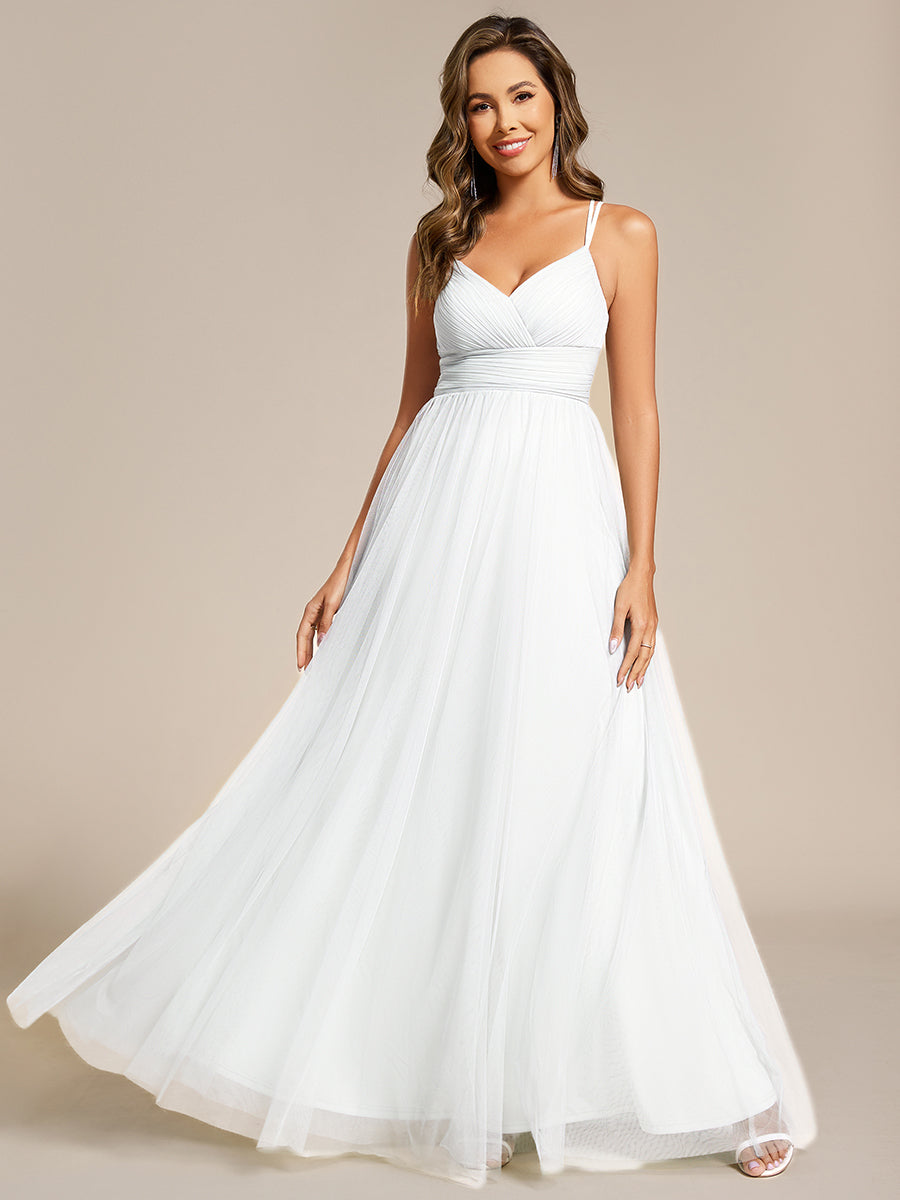 ever JAYCEE|Chic Lace Sheer Back and Cross Straps V-Neck Sleeveless Bridesmaid Dress