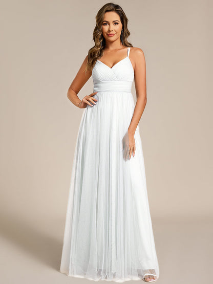 ever JAYCEE|Chic Lace Sheer Back and Cross Straps V-Neck Sleeveless Bridesmaid Dress