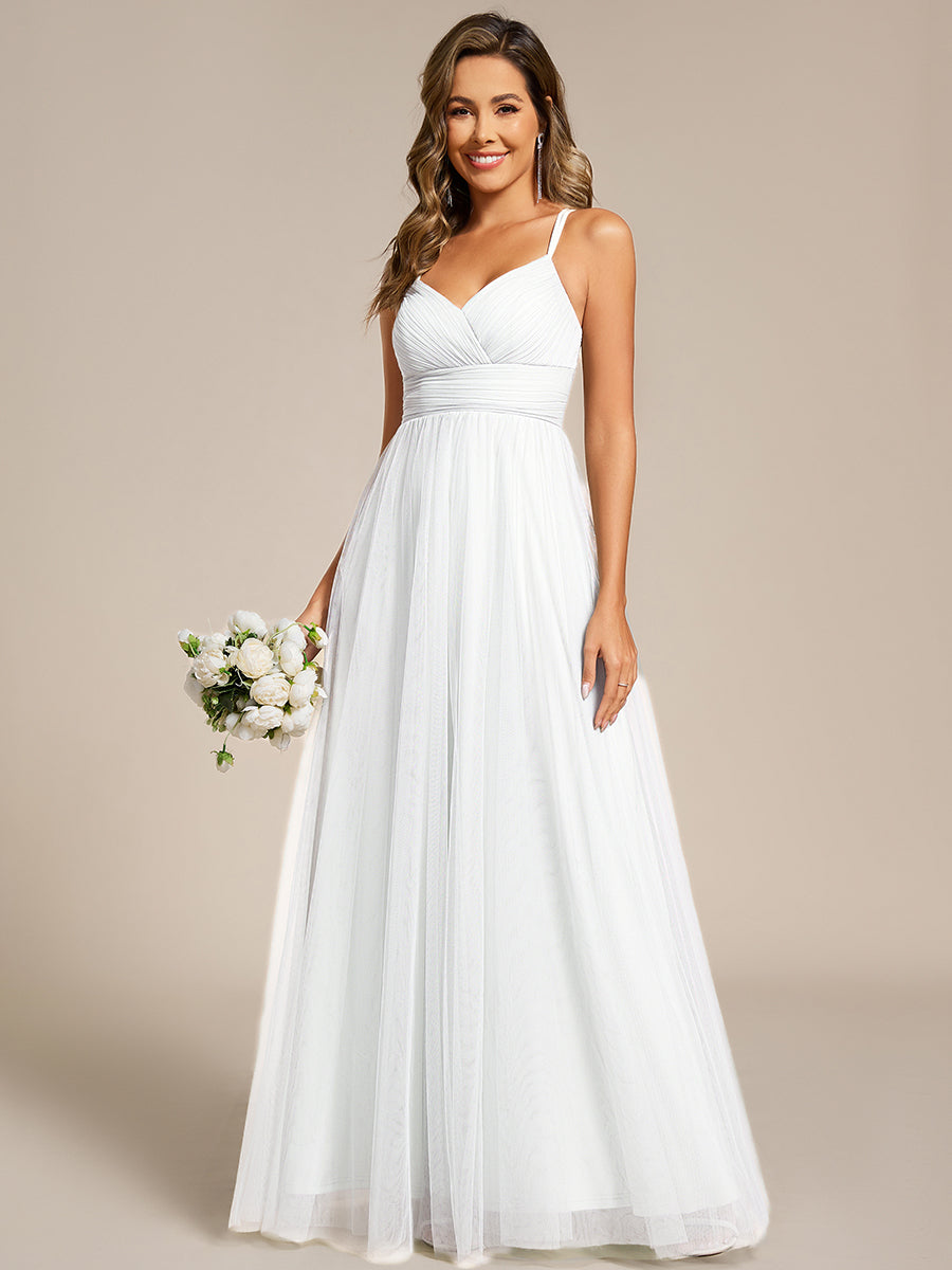ever JAYCEE|Chic Lace Sheer Back and Cross Straps V-Neck Sleeveless Bridesmaid Dress