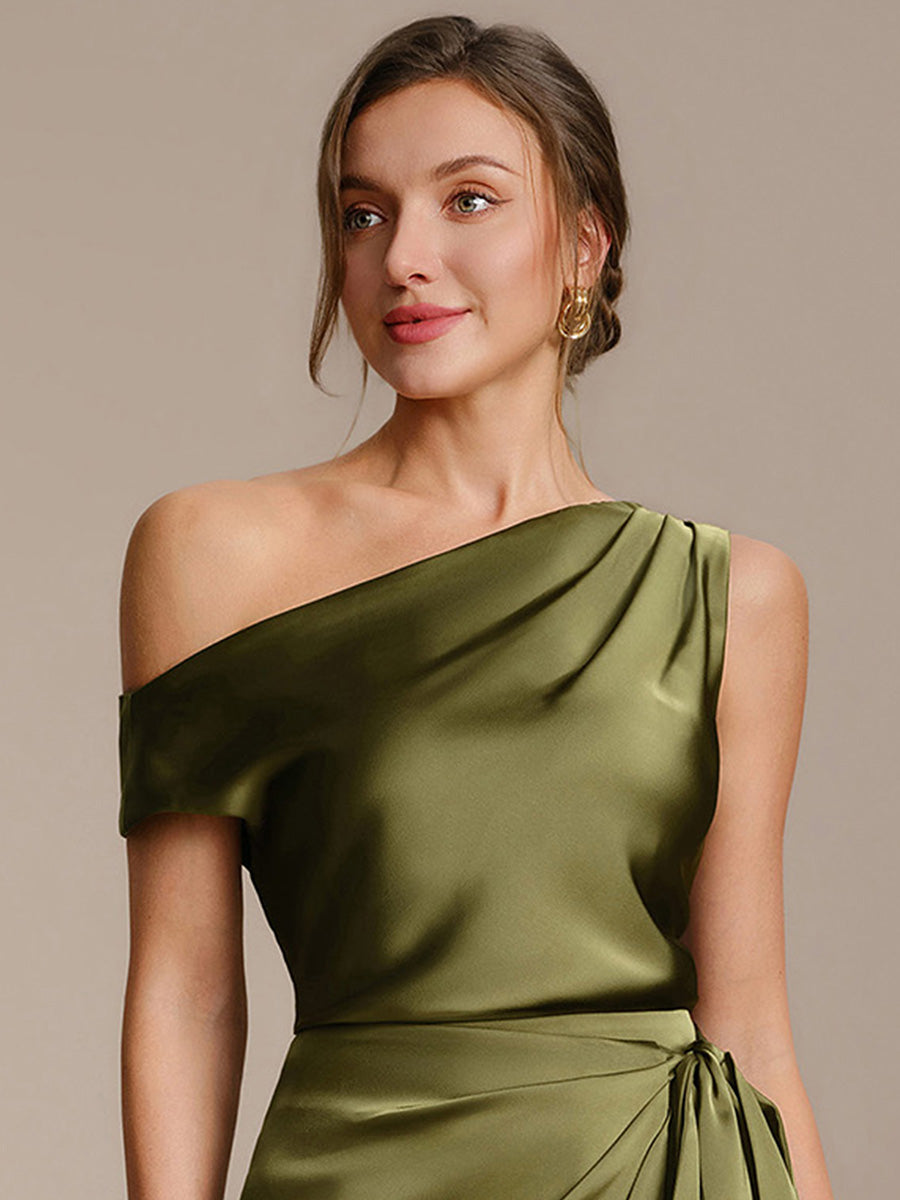 Satin Off-the-shoulder Sleeve Off The Shoulder Tops