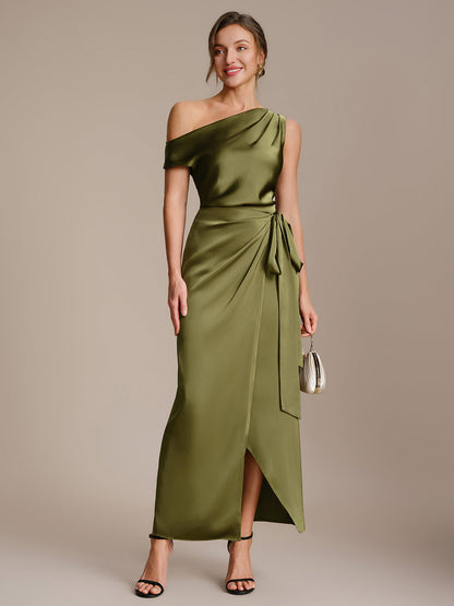 Satin Off-the-shoulder Sleeve Off The Shoulder Tops