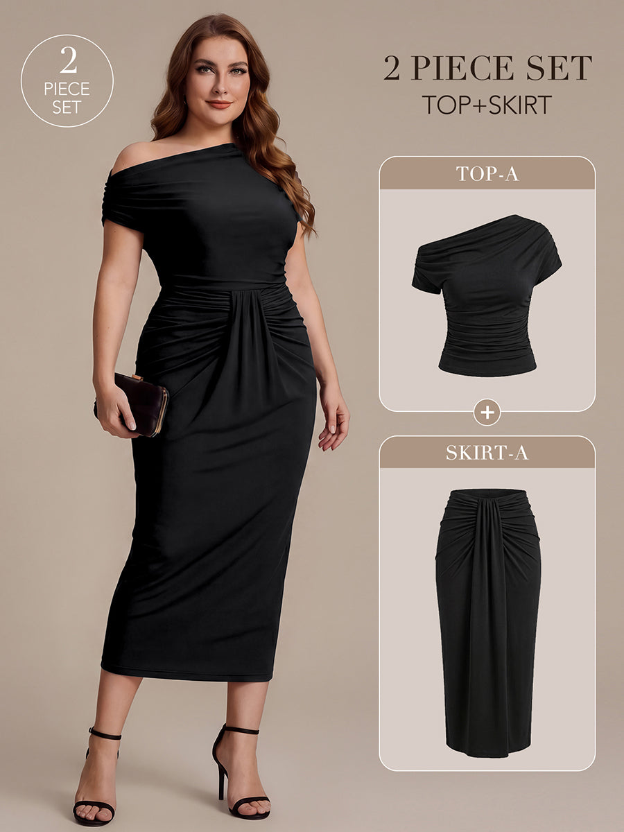 Knit Bodycon Midi Length Skirts