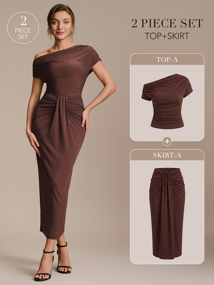 Knit Bodycon Midi Length Skirts