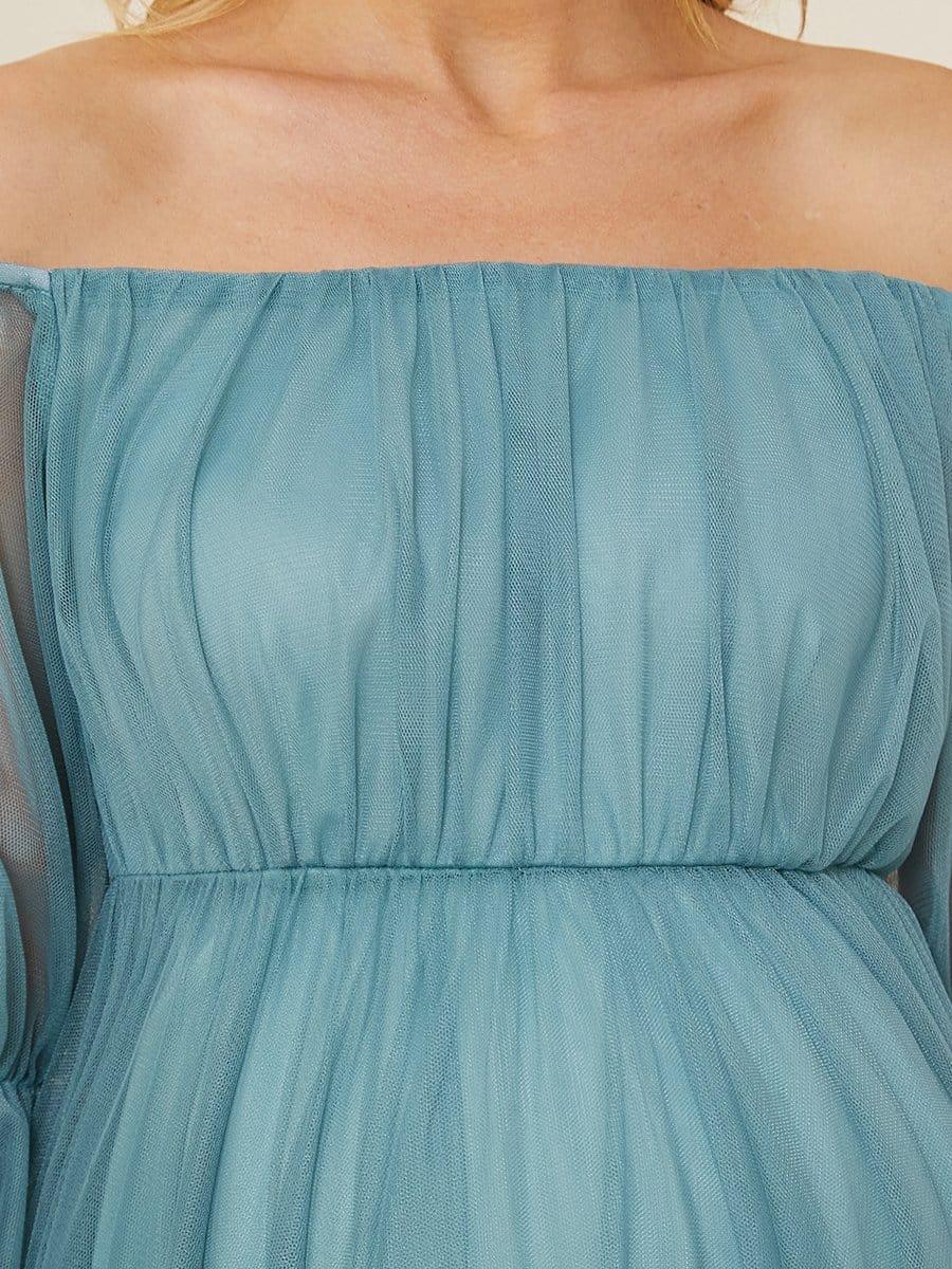 ever CELIA|Sheer Off-Shoulder Double Skirt Maxi Maternity Dress