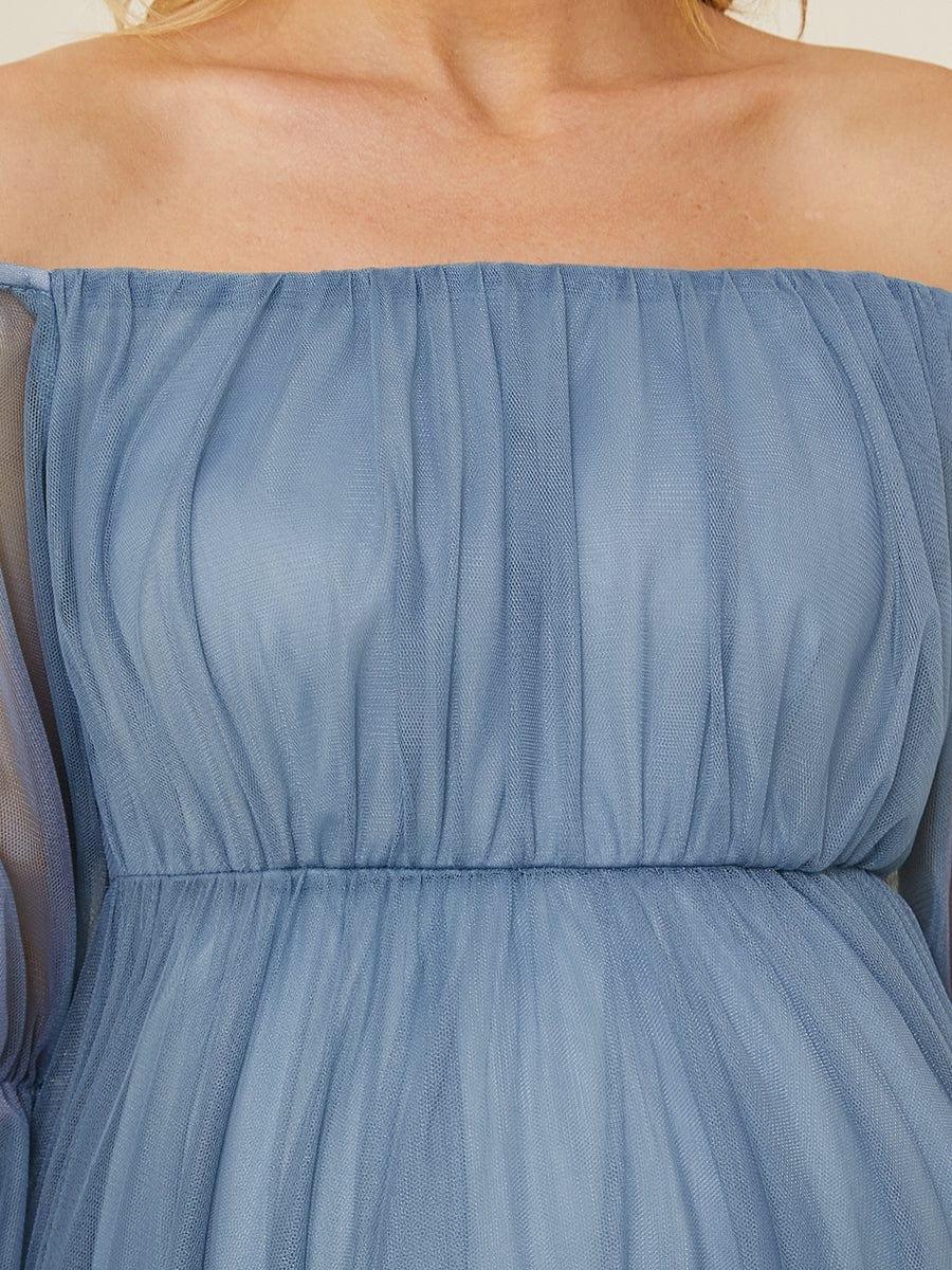 pretty CELIA|Plus Size Off-Shoulder Tulle Double Skirt Maxi Maternity Dress