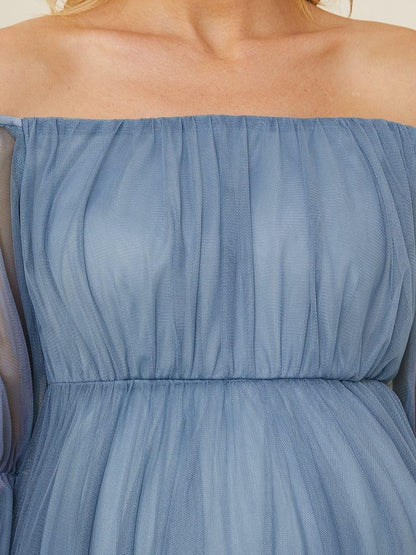 ever CELIA|Sheer Off-Shoulder Double Skirt Maxi Maternity Dress