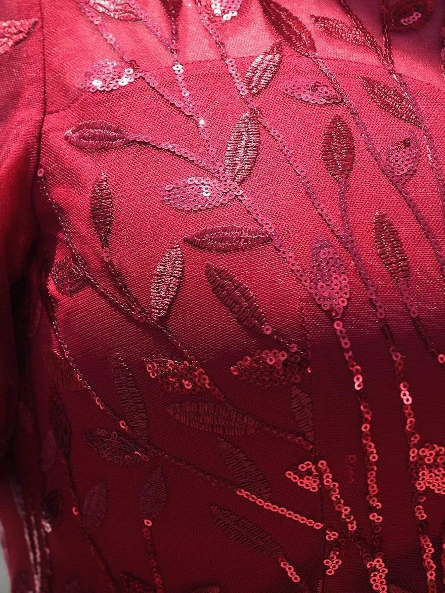 pretty JADEN|Floral Sequin Print Plus Size Mermaid Tulle Evening Dress