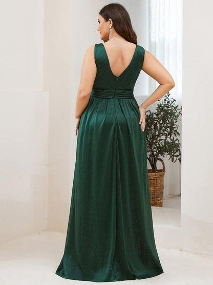 ever STERLING|Double V Neck Floor Length Sparkly Evening Dresses for Party