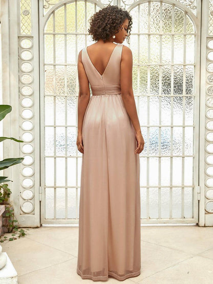 ever STERLING|Double V Neck Floor Length Sparkly Evening Dresses for Party