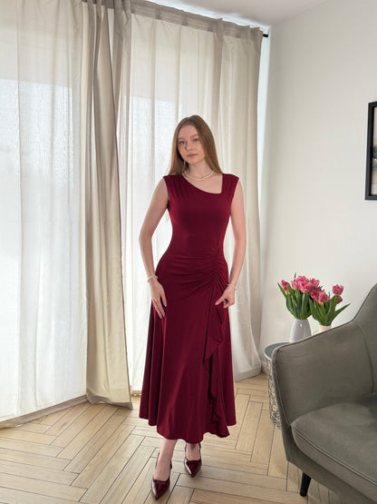 ever NORA|Ruffled Knit Cap Sleeve High Stretch Evening Dress