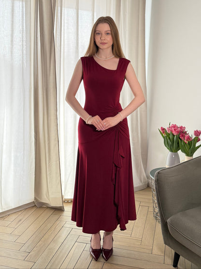 ever NORA|Ruffled Knit Cap Sleeve High Stretch Evening Dress