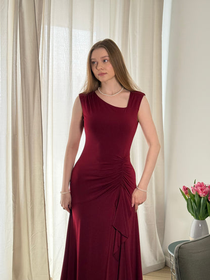 ever NORA|Ruffled Knit Cap Sleeve High Stretch Evening Dress
