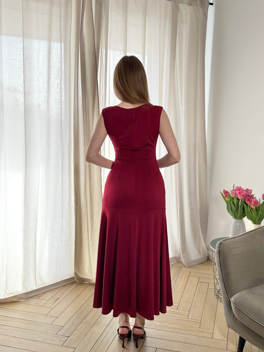 ever NORA|Ruffled Knit Cap Sleeve High Stretch Evening Dress