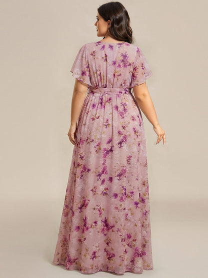 ever LEORA|A-Line Pleated Chiffon Tie-Waist Bridesmaid Dress