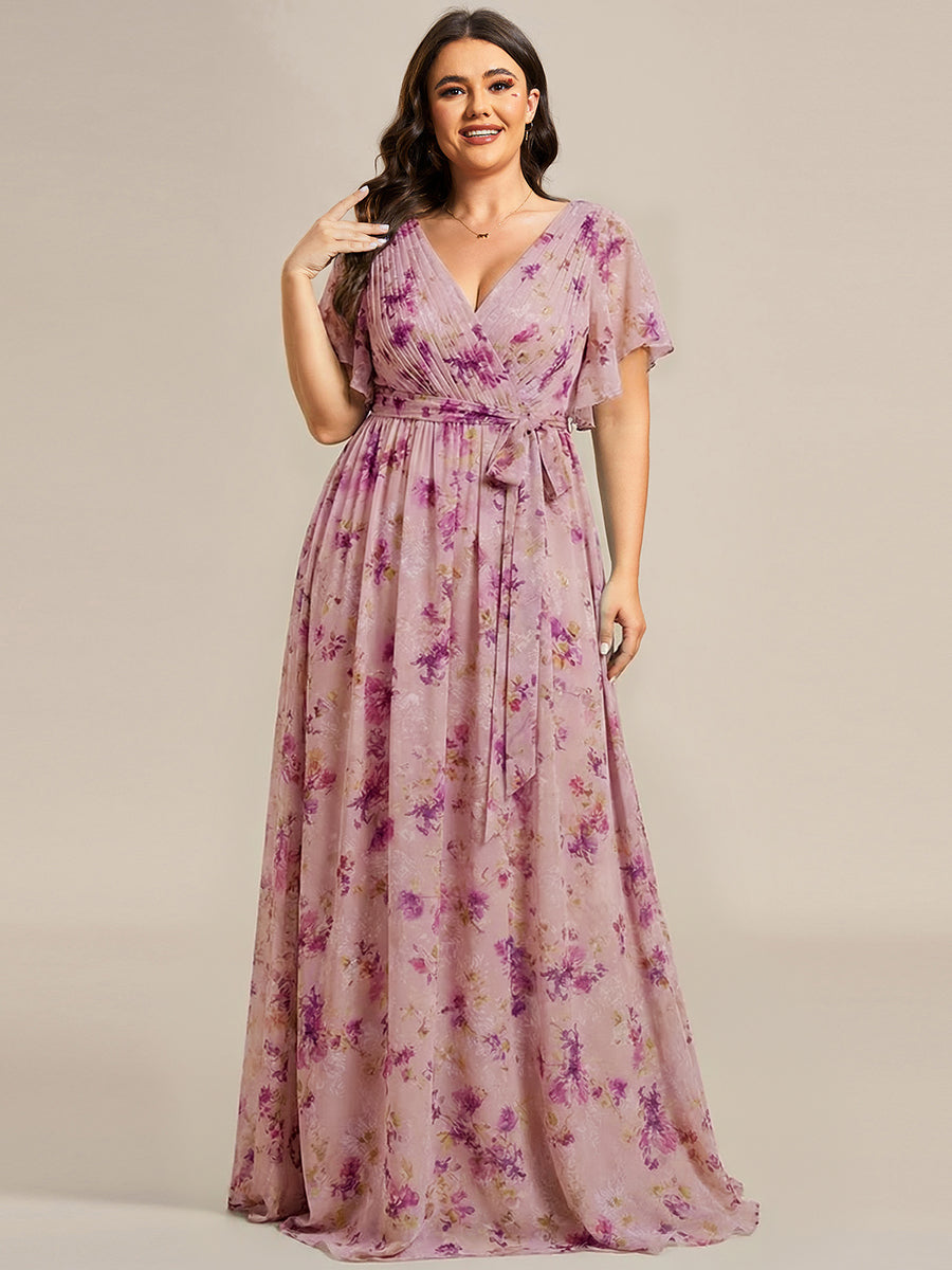 ever LEORA|A-Line Pleated Chiffon Tie-Waist Bridesmaid Dress