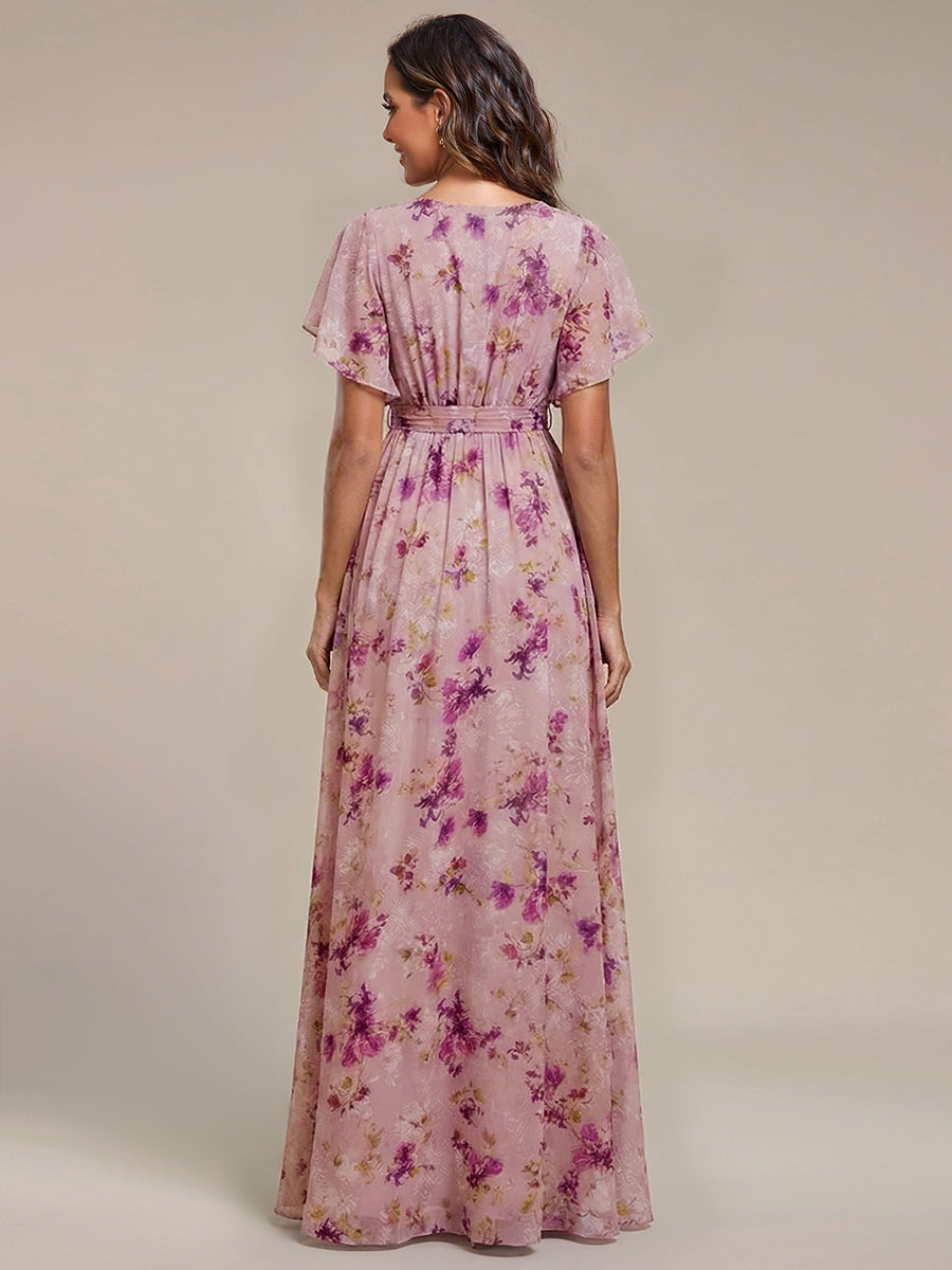 ever LEORA|A-Line Pleated Chiffon Tie-Waist Bridesmaid Dress