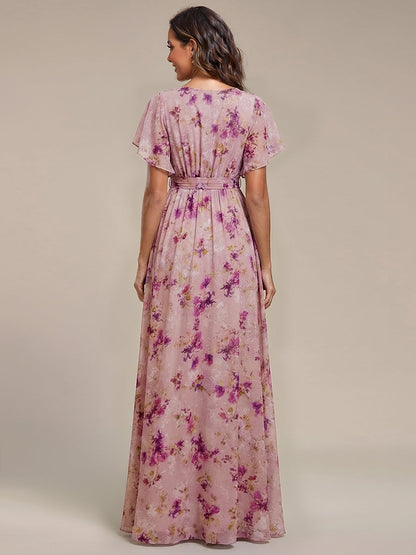 ever LEORA|A-Line Pleated Chiffon Tie-Waist Bridesmaid Dress