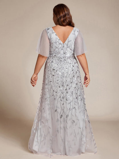 ever ALIX|Short Sleeves Sequin High Low V-Neck Midi Mother of the Bride Dress