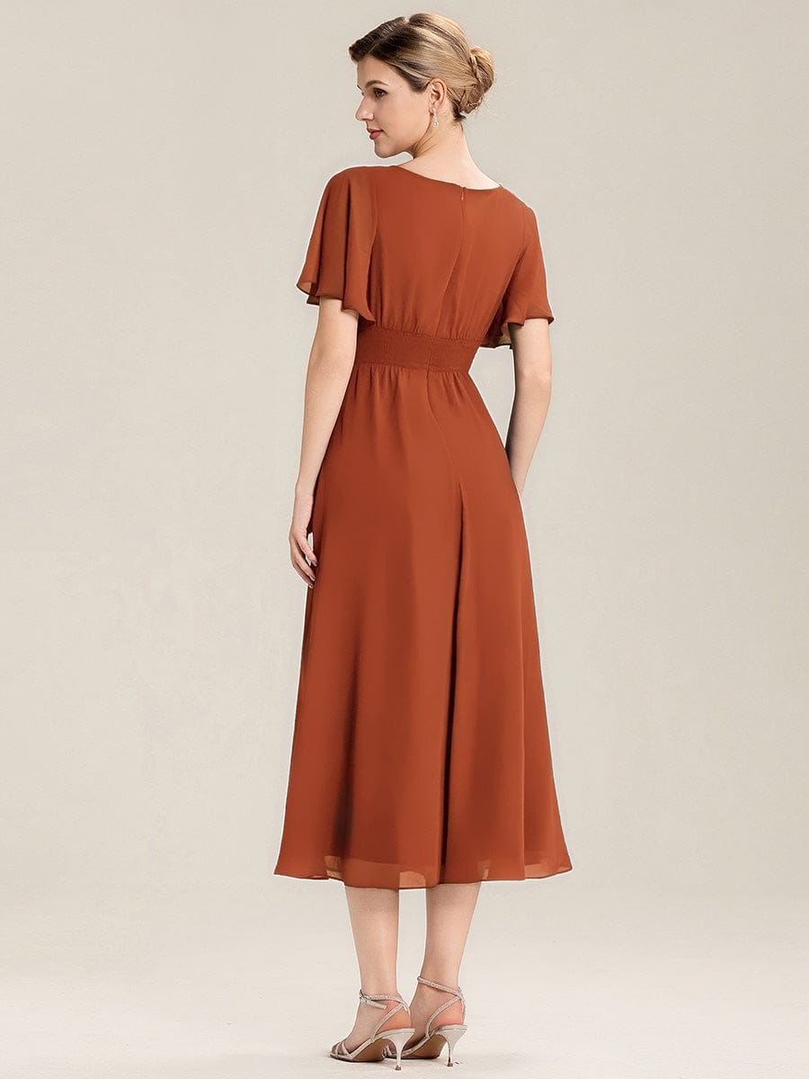ever LILOU|Ruffle Sleeve Chiffon Midi Mother of the Bride Dress