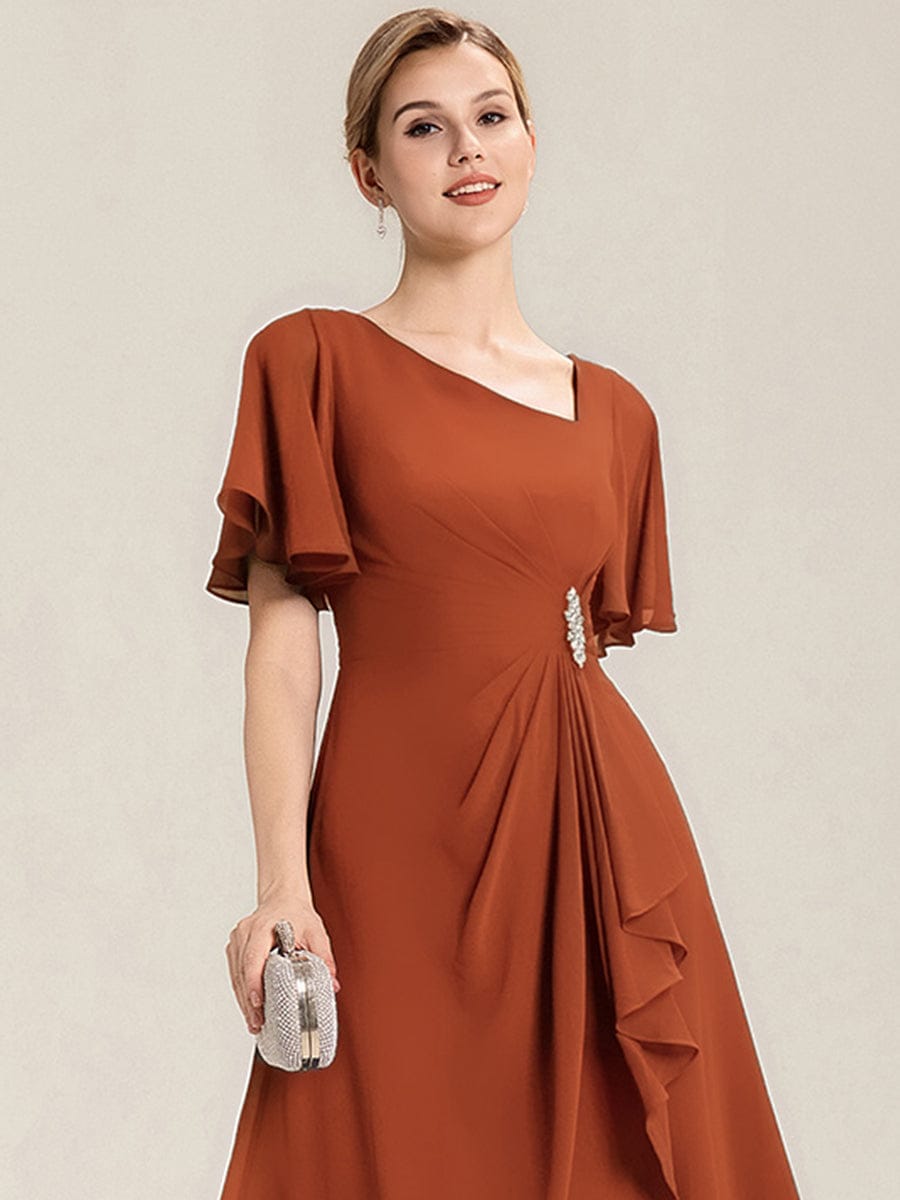 ever LILOU| Elegant Chiffon Ruffle Sleeve Formal Dress