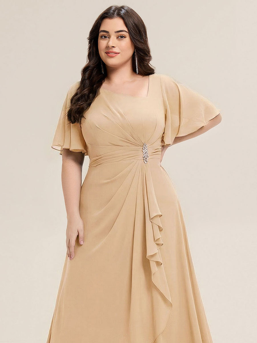 pretty LILOU| Plus Size Chiffon Ruffle Sleeve Formal Dress