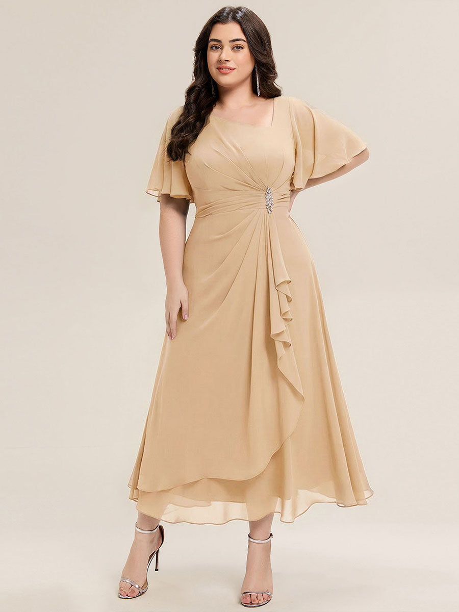 ever LILOU|Ruffle Sleeve Chiffon Midi Mother of the Bride Dress