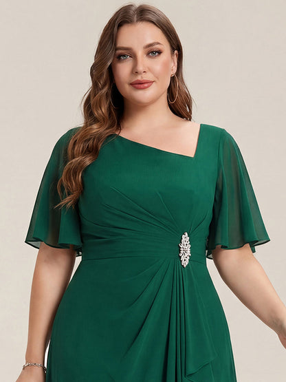 ever LILOU|Ruffle Sleeve Chiffon Midi Mother of the Bride Dress