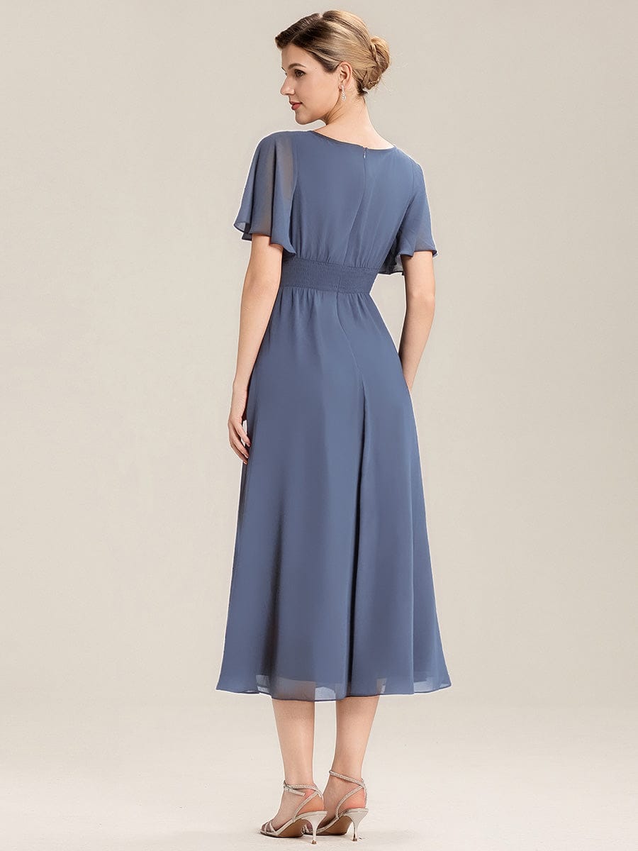ever LILOU|Ruffle Sleeve Chiffon Midi Mother of the Bride Dress