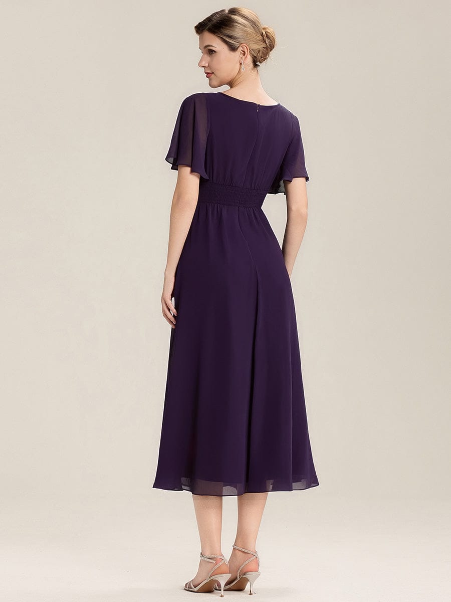 ever LILOU|Ruffle Sleeve Chiffon Midi Mother of the Bride Dress