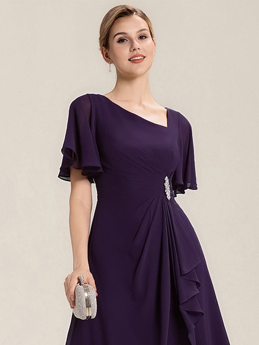 pretty LILOU| Plus Size Chiffon Ruffle Sleeve Formal Dress