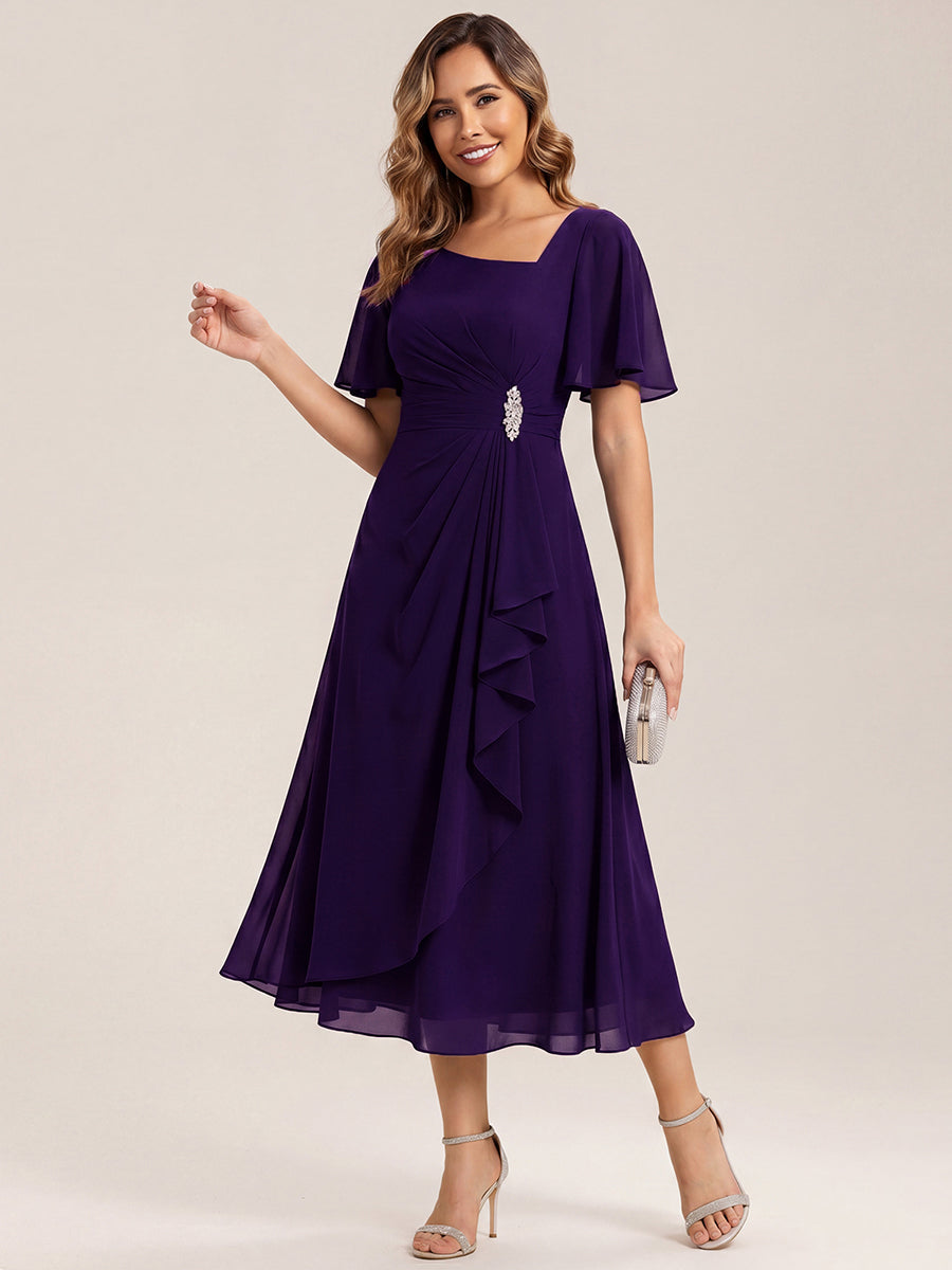 ever LILOU|Ruffle Sleeve Chiffon Midi Mother of the Bride Dress