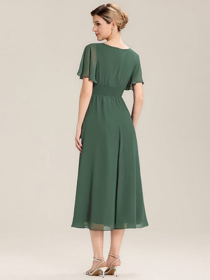 ever LILOU|Ruffle Sleeve Chiffon Midi Mother of the Bride Dress
