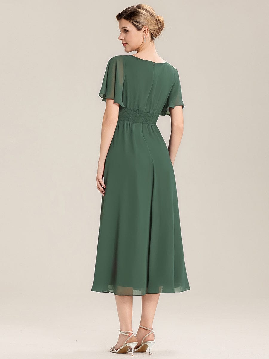 ever LILOU| Elegant Chiffon Ruffle Sleeve Formal Dress
