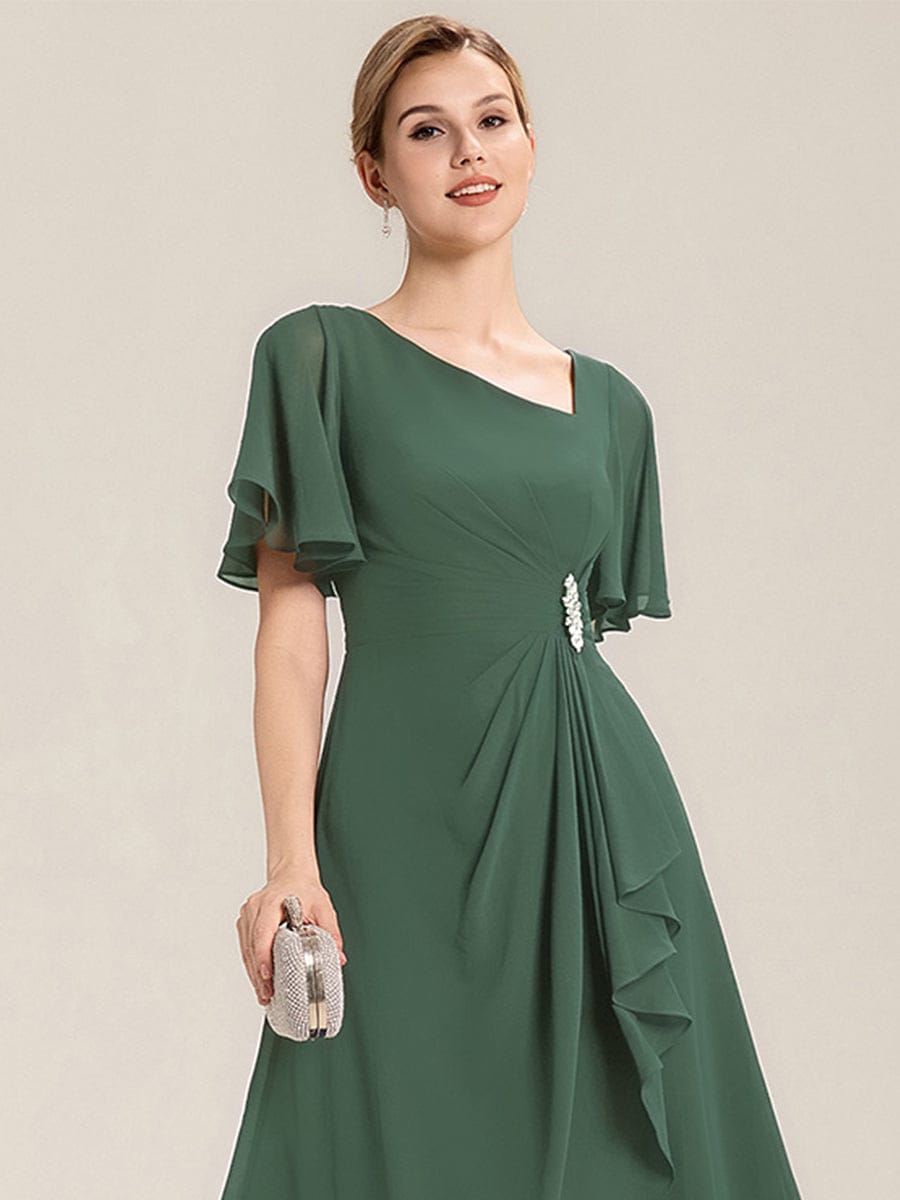 ever LILOU| Elegant Chiffon Ruffle Sleeve Formal Dress